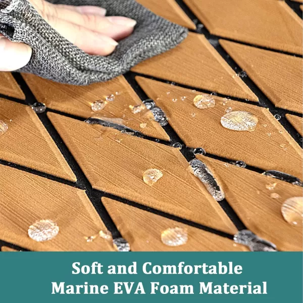 imageKXKZREN EVA Foam Boat Flooring Decking Sheet 6mm Thick Diamond AntiSlip Marine Flooring Mat Self Adhesive Deck Pad for Bass Boat Yacht Motorboat RV Cooler Tops 748quotx276quot  938quotx439quotBrown with Black Seam  Matchable Diamond 