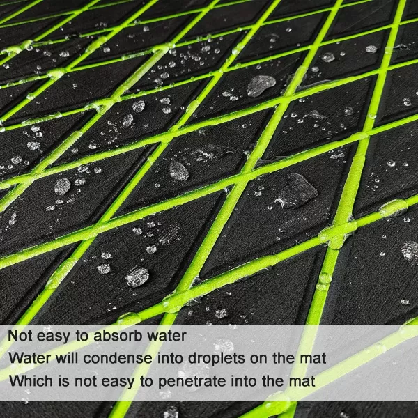 imageKXKZREN EVA Foam Boat Flooring Decking Sheet 6mm Thick Diamond AntiSlip Marine Flooring Mat Self Adhesive Deck Pad for Bass Boat Yacht Motorboat RV Cooler Tops 748quotx276quot  938quotx439quotBlack with Green Diamond Seam Lines