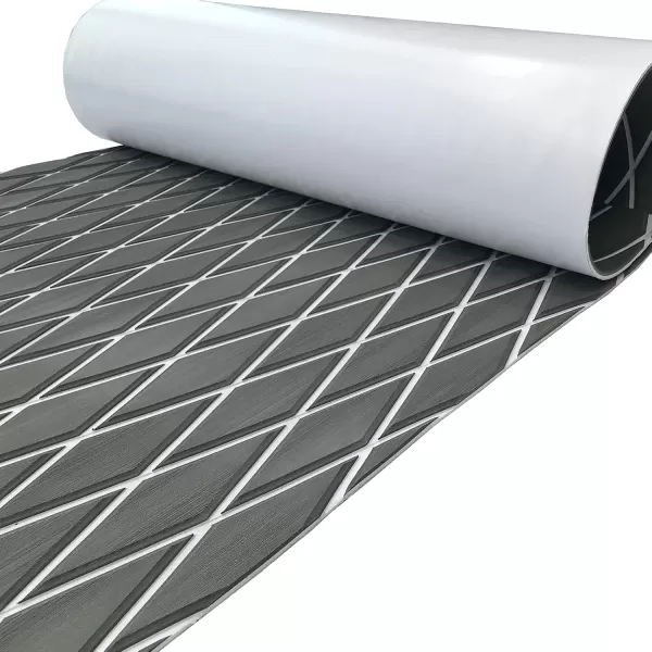 imageKXKZREN EVA Foam Boat Flooring Decking Sheet 6mm Thick Diamond AntiSlip Marine Flooring Mat Self Adhesive Deck Pad for Bass Boat Yacht Motorboat RV Cooler Tops 748quotx276quot  938quotx439quotDark Grey With White Diamond Seam Lines