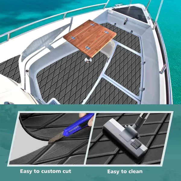 imageKXKZREN EVA Foam Boat Flooring Decking Sheet 6mm Thick Diamond AntiSlip Marine Flooring Mat Self Adhesive Deck Pad for Bass Boat Yacht Motorboat RV Cooler Tops 748quotx276quot  938quotx439quotDark Grey With Black Seam  Matchable Diamond 