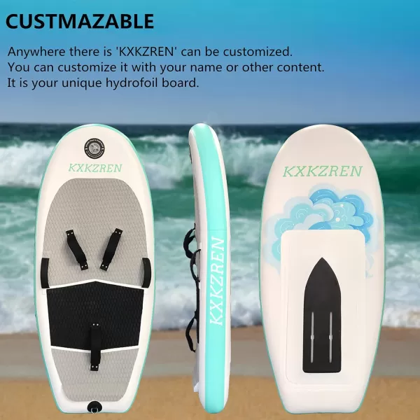 imageKXKZREN Inflatable Hydrofoil Board 5ft with Carbon Fiber Base Customizable Name Text Stand Up Paddle Board with NonSlip Deck Backpack Waterproof Bag Leash Hand Pump5 x 256 x 59
