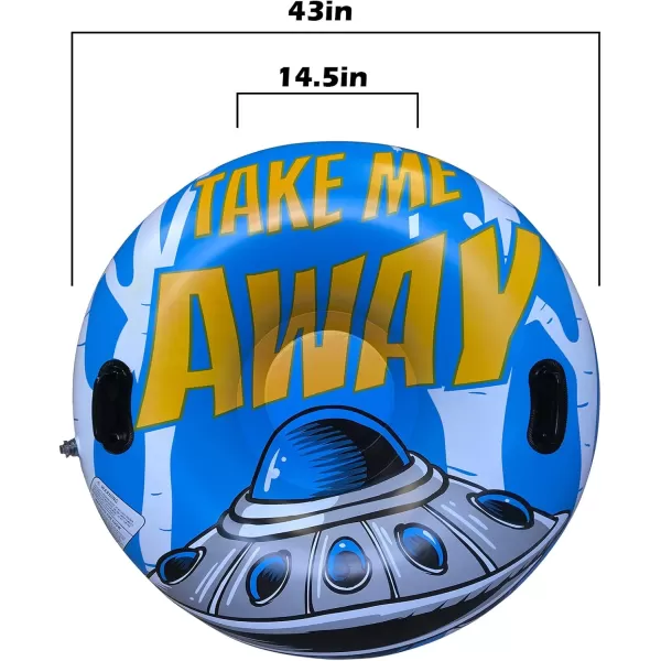 imageKXKZREN Ski Tube Inflatable Sled 43 inch Heavy Duty Thickened PVC Snow Tube with Handles for Adults Kids