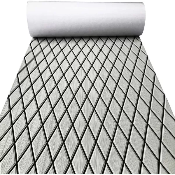 imageKXKZREN EVA Foam Boat Flooring Decking Sheet 6mm Thick Diamond AntiSlip Marine Flooring Mat Self Adhesive Deck Pad for Bass Boat Yacht Motorboat RV Cooler Tops 748quotx276quot  938quotx439quotGrey with Black Seam Lines