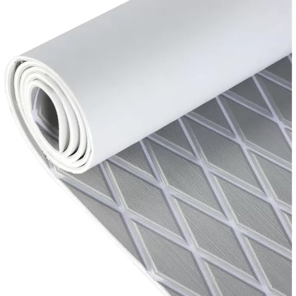 imageKXKZREN EVA Foam Boat Flooring Decking Sheet 6mm Thick Diamond AntiSlip Marine Flooring Mat Self Adhesive Deck Pad for Bass Boat Yacht Motorboat RV Cooler Tops 748quotx276quot  938quotx439quotGrey with White Seam  Matchable Diamond 