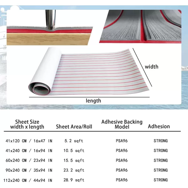 imageKXKZREN Boat Flooring EVA Foam Decking Sheet Faux Teak Marine Mat Marine Carpet Cooler Tops NonSlip SelfAdhesive Flooring for Motorboat RV Yacht Kayak Swim Platform 94quot x 47quot44quot35quot23quot16quotGrey With Red Seam Lines
