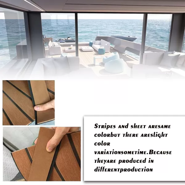 imageKXKZREN Boat Flooring EVA Foam Decking Sheet Faux Teak Marine Mat Marine Carpet Cooler Tops NonSlip SelfAdhesive Flooring for Motorboat RV Yacht Kayak Swim Platform 94quot x 47quot44quot35quot23quot16quotBlack With Greenborder Strip