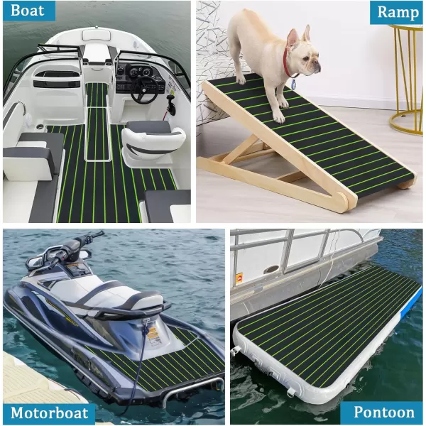 imageKXKZREN Boat Flooring EVA Foam Decking Sheet Faux Teak Marine Mat Marine Carpet Cooler Tops NonSlip SelfAdhesive Flooring for Motorboat RV Yacht Kayak Swim Platform 94quot x 47quot44quot35quot23quot16quotBlack With Green Seam Lines