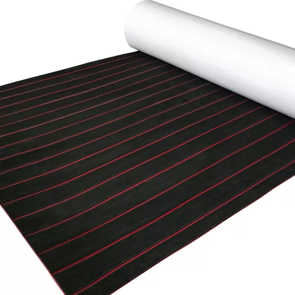 imageKXKZREN Boat Flooring EVA Foam Decking Sheet Faux Teak Marine Mat Marine Carpet Cooler Tops NonSlip SelfAdhesive Flooring for Motorboat RV Yacht Kayak Swim Platform 94quot x 47quot44quot35quot23quot16quotBlack With Red Seam Lines