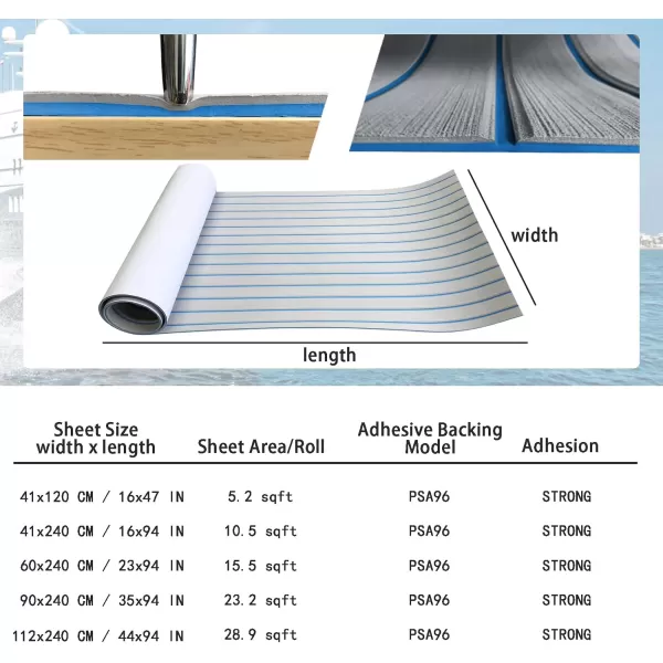imageKXKZREN Boat Flooring EVA Foam Decking Sheet Faux Teak Marine Mat Marine Carpet Cooler Tops NonSlip SelfAdhesive Flooring for Motorboat RV Yacht Kayak Swim Platform 94quot x 47quot44quot35quot23quot16quotGrey With Blue Seam Lines