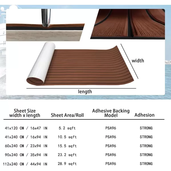 imageKXKZREN Boat Flooring EVA Foam Decking Sheet Faux Teak Marine Mat Marine Carpet Cooler Tops NonSlip SelfAdhesive Flooring for Motorboat RV Yacht Kayak Swim Platform 94quot x 47quot44quot35quot23quot16quotDark Brown With Black Seam Lines