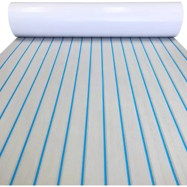 imageKXKZREN Boat Flooring EVA Foam Decking Sheet Faux Teak Marine Mat Marine Carpet Cooler Tops NonSlip SelfAdhesive Flooring for Motorboat RV Yacht Kayak Swim Platform 94quot x 47quot44quot35quot23quot16quotGrey With Blue Seam Lines