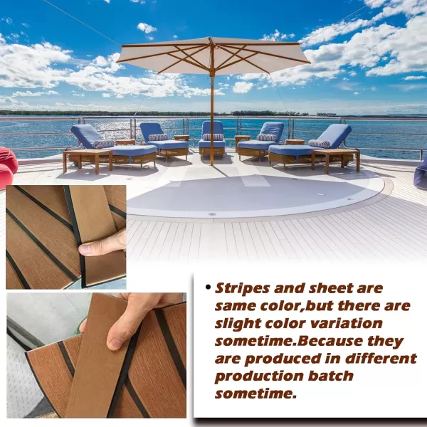 imageKXKZREN Boat Flooring EVA Foam Decking Sheet Faux Teak Marine Mat Marine Carpet Cooler Tops NonSlip SelfAdhesive Flooring for Motorboat RV Yacht Kayak Swim Platform 94quot x 47quot44quot35quot23quot16quotBrown With Blackborder Strip