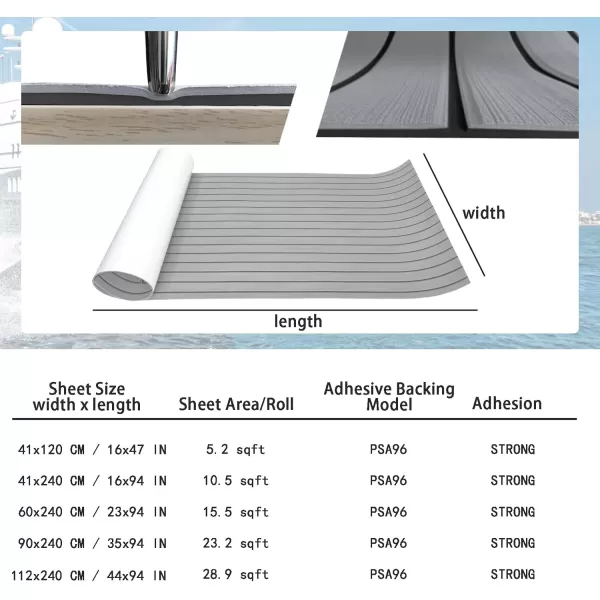 imageKXKZREN Boat Flooring EVA Foam Decking Sheet Faux Teak Marine Mat Marine Carpet Cooler Tops NonSlip SelfAdhesive Flooring for Motorboat RV Yacht Kayak Swim Platform 94quot x 47quot44quot35quot23quot16quotGrey With Black Seam Lines