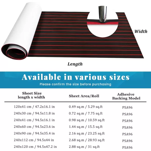 imageKXKZREN Boat Flooring EVA Foam Decking Sheet Faux Teak Marine Mat Marine Carpet Cooler Tops NonSlip SelfAdhesive Flooring for Motorboat RV Yacht Kayak Swim Platform 94quot x 47quot44quot35quot23quot16quotBlack With Red Seam Lines