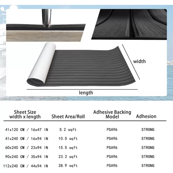 imageKXKZREN Boat Flooring EVA Foam Decking Sheet Faux Teak Marine Mat Marine Carpet Cooler Tops NonSlip SelfAdhesive Flooring for Motorboat RV Yacht Kayak Swim Platform 94quot x 47quot44quot35quot23quot16quotDark Grey With Black Seam Lines