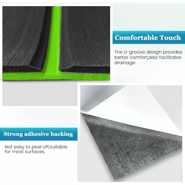 imageKXKZREN Boat Flooring EVA Foam Decking Sheet Faux Teak Marine Mat Marine Carpet Cooler Tops NonSlip SelfAdhesive Flooring for Motorboat RV Yacht Kayak Swim Platform 94quot x 47quot44quot35quot23quot16quotBlack With Green Seam Lines