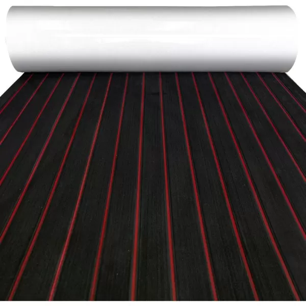 imageKXKZREN Boat Flooring EVA Foam Decking Sheet Faux Teak Marine Mat Marine Carpet Cooler Tops NonSlip SelfAdhesive Flooring for Motorboat RV Yacht Kayak Swim Platform 94quot x 47quot44quot35quot23quot16quotBlack With Red Seam Lines