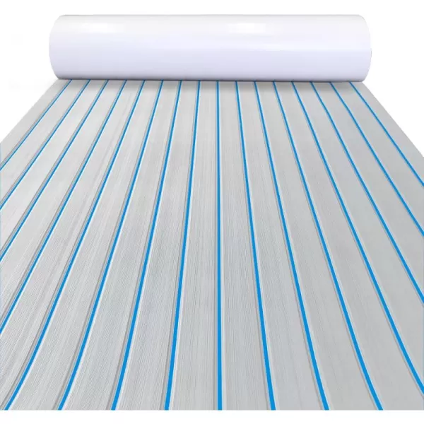 imageKXKZREN Boat Flooring EVA Foam Decking Sheet Faux Teak Marine Mat Marine Carpet Cooler Tops NonSlip SelfAdhesive Flooring for Motorboat RV Yacht Kayak Swim Platform 94quot x 47quot44quot35quot23quot16quotGrey With Blue Seam Lines