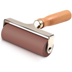 imageKXKZREN Rubber Roller for Boat Flooring Installation 4quot Rubber Brayer Glue Roller with Wooden Handle for Boat Flooring Install Stamping Printmaking Painting Wallpaper Gluing Application