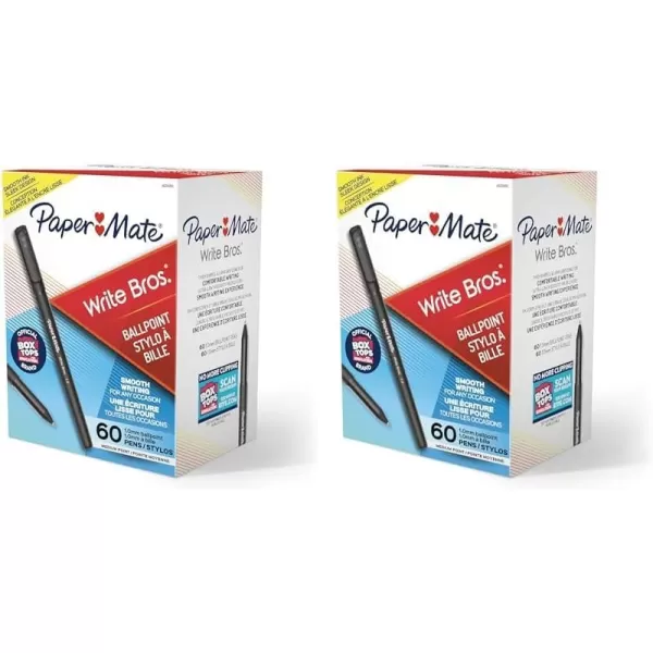 imagePaper Mate Ballpoint Pens Write Bros Black Ink Pens Medium Point 10mm 60 CountBlack