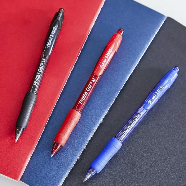 imagePaper Mate Gel Pen Profile Retractable Pen 07mm Black 12 CountBlue