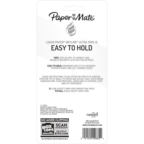 imagePaper Mate Liquid Paper DryLine Ultra Correction Tape Green 3 Count3Count