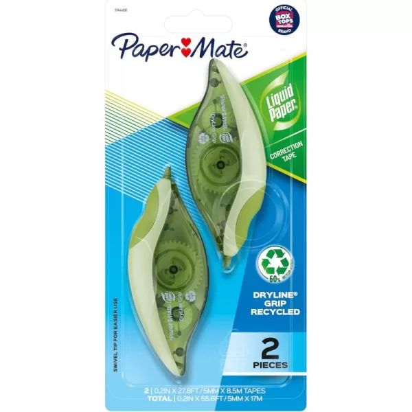 imagePaper Mate Liquid Paper DryLine Grip Correction Tape Recycled 2 Count2 Count Pack of 1