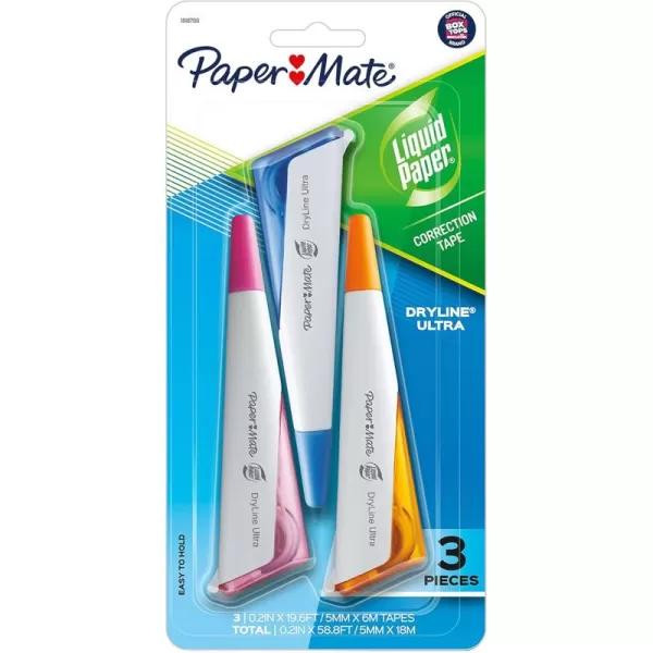 imagePaper Mate Liquid Paper DryLine Ultra Correction Tape Green 3 Count3Count