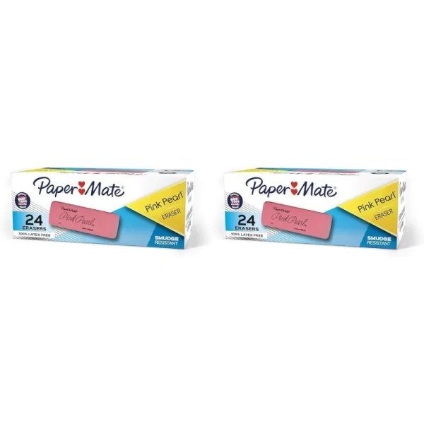 imagePaper Mate Pink Pearl Erasers Medium 24 CountPack of 2