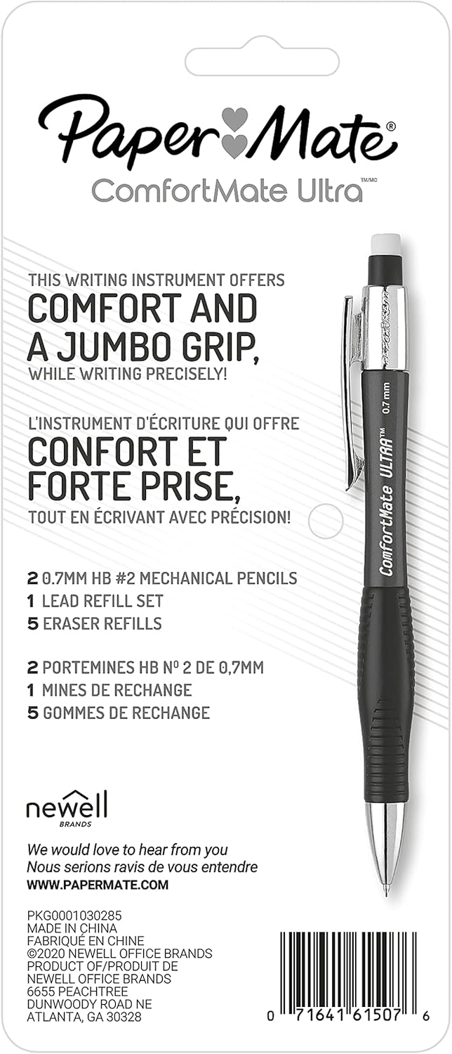 imagePaper Mate Comfort Mate Ultra Mechanical Pencil Set 07mm HB 2 Assorted Colors 2 Count1 Count Pack of 1