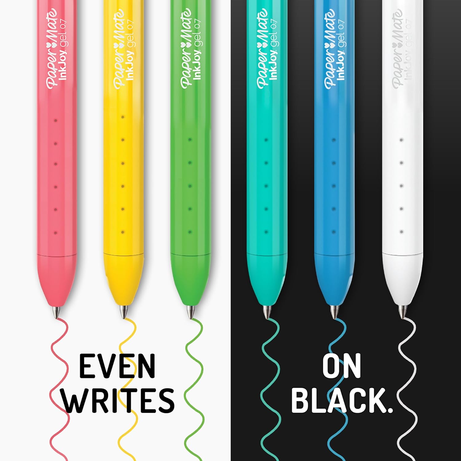 imagePaper Mate InkJoy Bright Gel Pens Medium Point 07mm Retractable Assorted Opaque Ink 6Pack Comfortable Grip Vivid ColorsRetractable