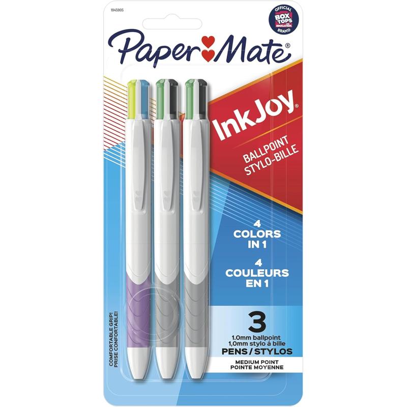 imagePaper Mate InkJoy Quatro Retractable Ballpoint Pens Medium Point Assorted Colors 3 PackAssorted Colors