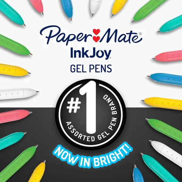 imagePaper Mate InkJoy Bright Gel Pens Medium Point 07mm Retractable Assorted Opaque Ink 6Pack Comfortable Grip Vivid ColorsRetractable