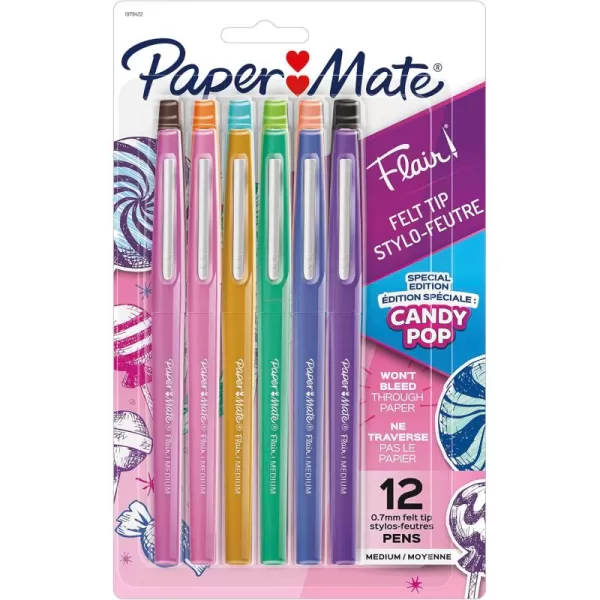imagePaper Mate Flair Felt Tip Pens  Medium Point 07 Millimeter Marker Pens  Back to School Supplies for Teachers ampamp Students  Assorted Colors 24 Count12 Count Pack of 1
