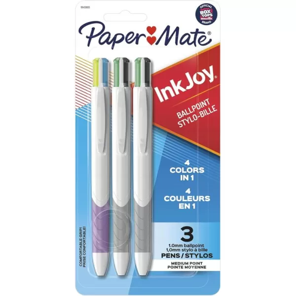 imagePaper Mate InkJoy Quatro Retractable Ballpoint Pens Medium Point Assorted Colors 3 PackAssorted Colors