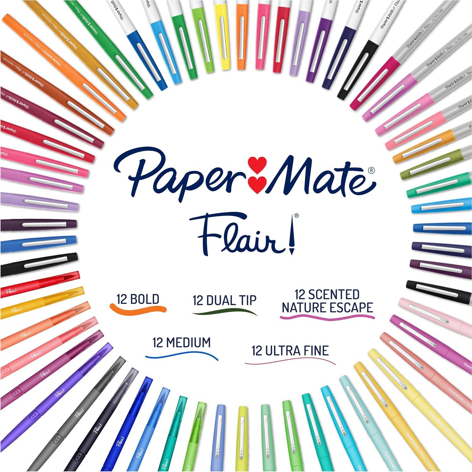 imagePaper Mate Flair Felt Tip Pens Ultimate Pack Features 5 Different Types of Pens Assorted Colors 60 Count