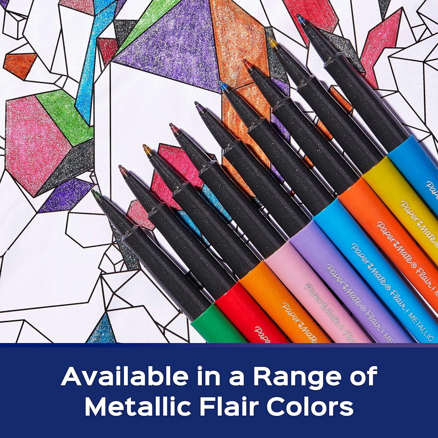 imagePaper Mate Flair Metallic Felt Tip Pens City Lights Collection Glittery Assorted Colors Premium Ink 16 Count Perfect for Writing Doodling and Bullet Journaling8 Count