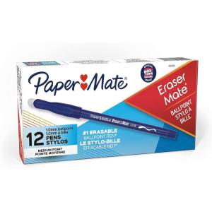 imagePaper Mate EraserMate Erasable Pen Medium Point Blue Box of 12Blue