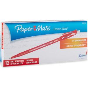 imagePaper Mate EraserMate Erasable Pen Medium Point Blue Box of 12Red