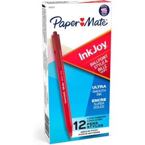 imagePaper Mate InkJoy 100RT Retractable Ballpoint Pens Medium Point Red Box of 12Red