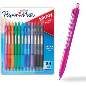 imagePaper Mate InkJoy 300RT Retractable Ballpoint Pens Medium Point 10mm Black Pack of 36 Ideal for Office Supplies Journaling and Writing AccessoriesAssorted 24 Count