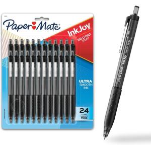 imagePaper Mate InkJoy 300RT Retractable Ballpoint Pens Medium Point 10mm Black Pack of 36 Ideal for Office Supplies Journaling and Writing AccessoriesBlack 24 Count