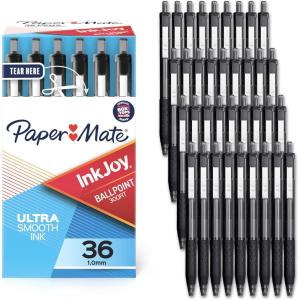 imagePaper Mate InkJoy 300RT Retractable Ballpoint Pens Medium Point 10mm Black Pack of 36 Ideal for Office Supplies Journaling and Writing AccessoriesBlack 36 Count