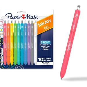 imagePaper Mate InkJoy Bright Pens Gel Pens Medium Point 07mm Retractable Assorted Brighter Colors 10 Count10 Count