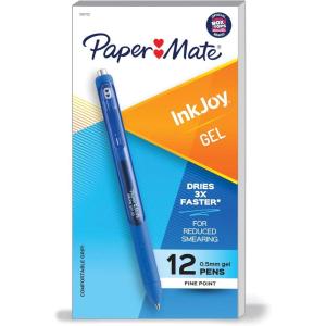 imagePaper Mate InkJoy Gel Pen Fine Point Black Ink Pens 05mm Fine Tip Ergonomic Comfort Grip Box of 12Dark Blue