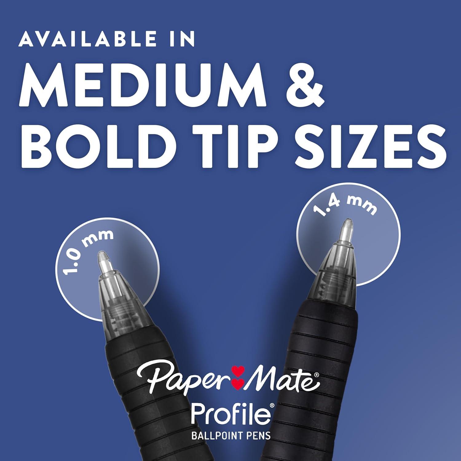 imagePaper Mate Profile Ballpoint Pen Retractable Bold 14 Mm Assorted Ink and Barrel Colors 8PackAssorted Retractable