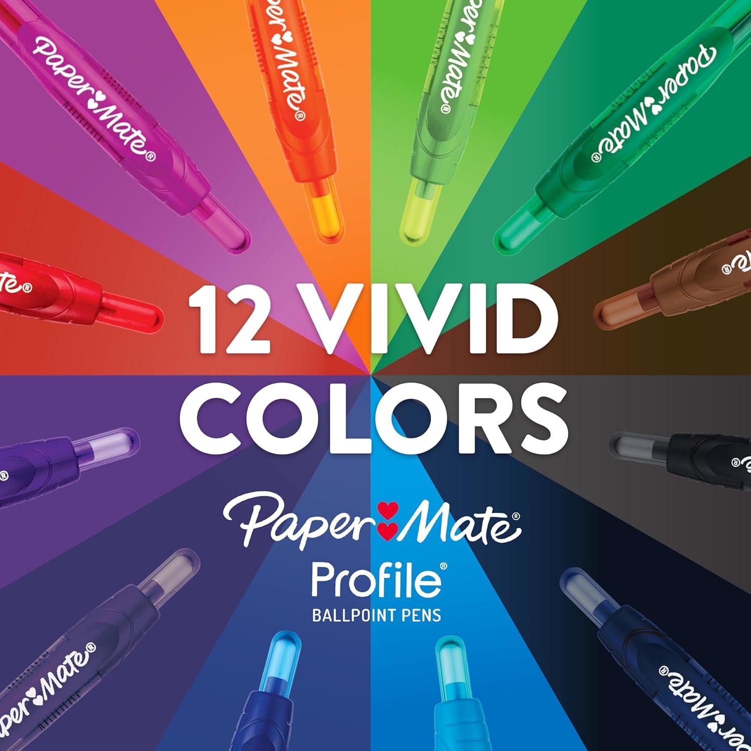 imagePaper Mate Profile Ballpoint Pen Retractable Bold 14 Mm Assorted Ink and Barrel Colors 8PackAssorted Retractable