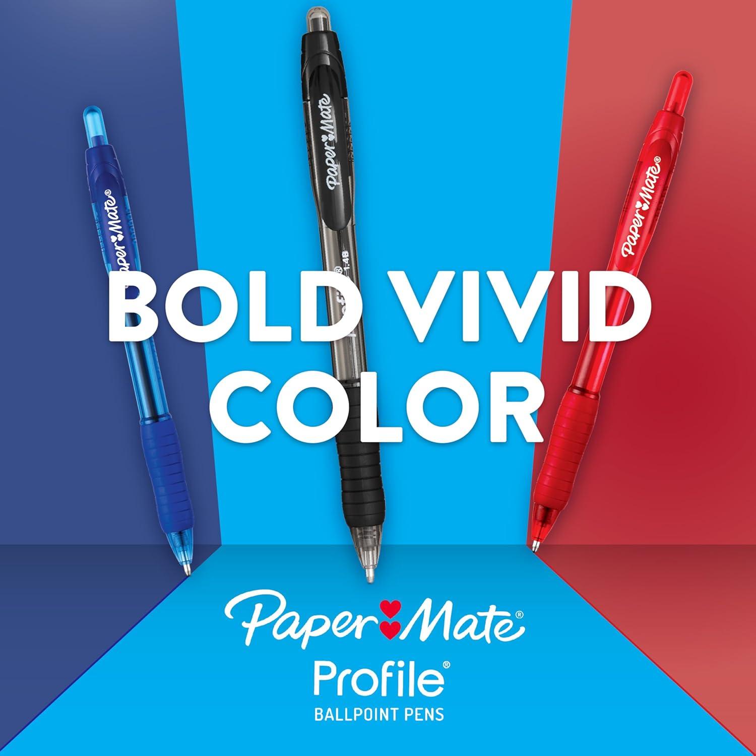 imagePaper Mate Profile Ballpoint Pen Retractable Bold 14 Mm Assorted Ink and Barrel Colors 8PackAssorted Retractable