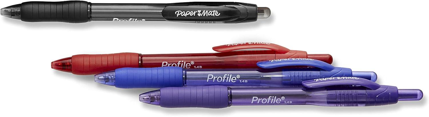 imagePaper Mate Profile Ballpoint Pen Retractable Bold 14 Mm Assorted Ink and Barrel Colors 8Packassorted