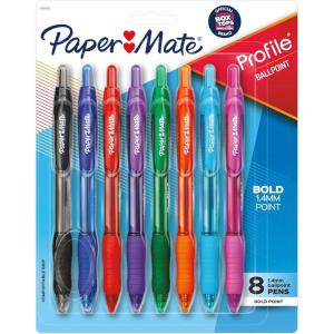 imagePaper Mate Profile Ballpoint Pen Retractable Bold 14 Mm Assorted Ink and Barrel Colors 8PackAssorted Retractable